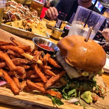 Twin Peaks - Avocado Smash Burger with Sweet Potato Fries, burgers are thick and juicy here! - American Near Me - Henderson, Nevada