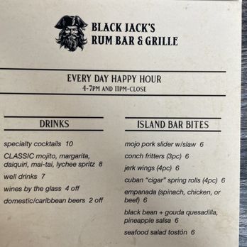 Black Jack’s Rum Bar & Grille - Happy Hour Menu - Cocktail Bars Near Me - Davie, Florida Black Jack’s Rum Bar & Grille - Happy Hour Menu - Cocktail Bars Near Me - Davie, Florida