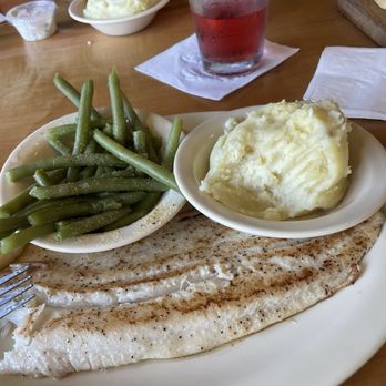 Bear Trap Inn - I got excited and took a few bites before remembered to take a pic. Whitefish dinner with homemade mash and fresh green beans. - American Near Me - Munising, Michigan