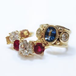 N Larson Jewelry Designs - Custom designed gemstone rings using client's gold and gemstones.