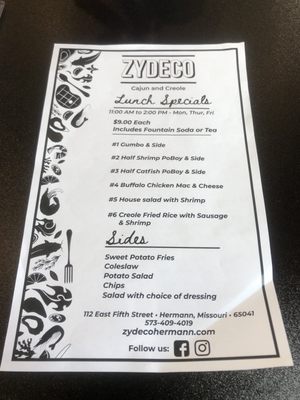 Menu photo 7 Zydeco Hermann, MO