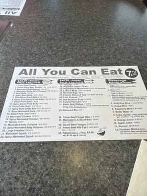 Menu photo 1 7th Korean BBQ Los Angeles, CA