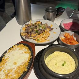 corn cheese, egg, bulgogi fries