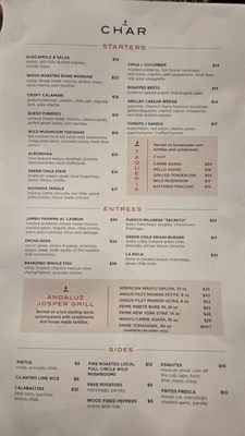 Menu photo 5 Char Albuquerque, NM