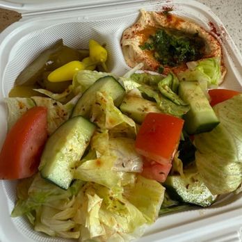 Top Kebab - Hummus and salad that comes with the meals portions are huge - Mediterranean Near Me - Highland, California Top Kebab - Hummus and salad that comes with the meals portions are huge - Mediterranean Near Me - Highland, California