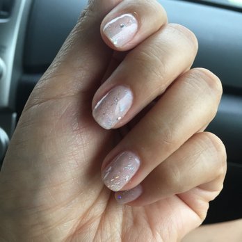 All Nails & Spa - Gel Manicure by Sandy (pale pink base with glitter coat overlay - Day Spas Near Me - Orlando, Florida