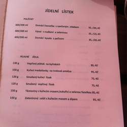 Penzion Fryšava - Menu