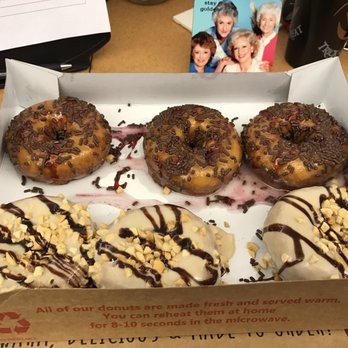 Duck Donuts - (Free) vanilla and chocolate sprinkles, and peanut butter, peanuts with hot fudge drizzle. - Donuts Near Me - Westerville, Ohio Duck Donuts - (Free) vanilla and chocolate sprinkles, and peanut butter, peanuts with hot fudge drizzle. - Donuts Near Me - Westerville, Ohio