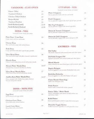 Menu photo 2 Aaha Indian Cuisine San Francisco, CA Menu photo 2 Aaha Indian Cuisine San Francisco, CA
