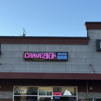CRAVE 80s Arcade Bar - Sign on the building - Bars Near Me - Marysville, Washington CRAVE 80s Arcade Bar - Sign on the building - Bars Near Me - Marysville, Washington