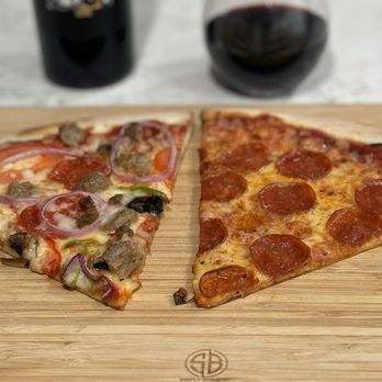 Allen's New York Pizza - A mixed piece and a classic Pepperoni. Both great and two for tomorrow!!! - Pizza Near Me - Carlsbad, California Allen's New York Pizza - A mixed piece and a classic Pepperoni. Both great and two for tomorrow!!! - Pizza Near Me - Carlsbad, California