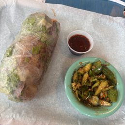 Giant Rice Paper Wrap and Spicy Cucumber Giant Rice Paper Wrap and Spicy Cucumber