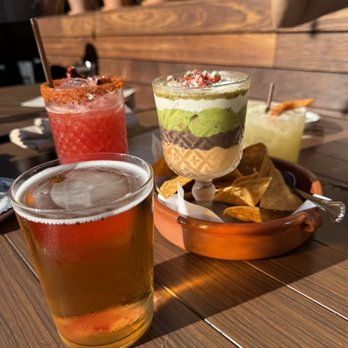 Lobalita - Front to Back - Lobalito Lager, Seven Layer Dip, El Sol Rojo (Left), Lolo-Lito (Right) - Mexican Near Me - San Francisco, California