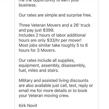 Vegas Veteran Movers - Kirk letting me know prices and his companies two forms of contact. - Movers Near Me - Las Vegas, Nevada Vegas Veteran Movers - Kirk letting me know prices and his companies two forms of contact. - Movers Near Me - Las Vegas, Nevada