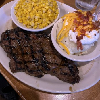 Texas Roadhouse - Rib-eye, buttered corn and loaded mashed potatoes - Steakhouses Near Me - Bakersfield, California