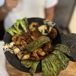 Malinche Mexican Cuisine - Molcajete with grilled shrimp