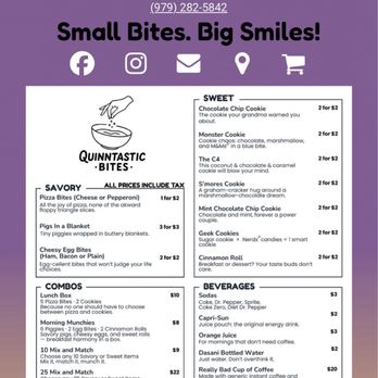 Quinntastic Bites - Menu - Desserts Near Me - Bryan, Texas Quinntastic Bites - Menu - Desserts Near Me - Bryan, Texas