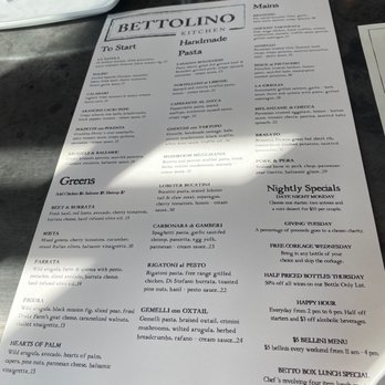Bettolino Kitchen - Menu as of Jan. 2022 - Italian Near Me - Redondo Beach, California
