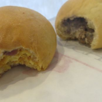 Kolache Factory - bacon and egg and one sausage and gravy kolache - Bakeries Near Me - Houston, Texas
