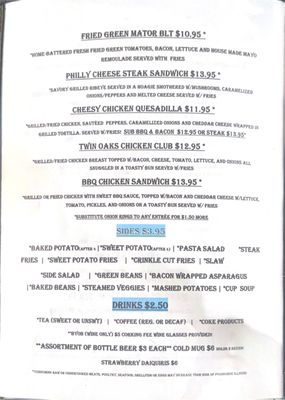 Menu photo 8 Twin Oaks Savannah, TN