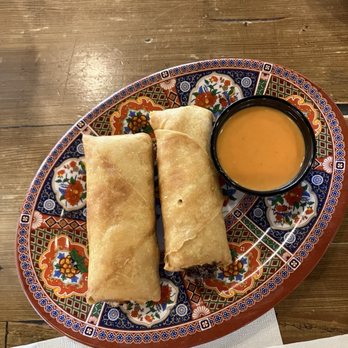 Cris and John - Poblano pepper with cheese egg rolls and creamy red sauce - Vietnamese Near Me - Dallas, Texas Cris and John - Poblano pepper with cheese egg rolls and creamy red sauce - Vietnamese Near Me - Dallas, Texas