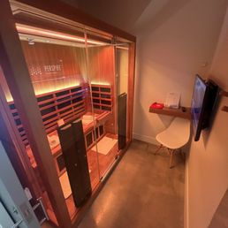 Inside the private sauna room Inside the private sauna room