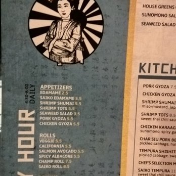 Saiko Sushi - Happy Hour Menu is packed with awesome choices - Sushi Bars Near Me - Coronado, California Saiko Sushi - Happy Hour Menu is packed with awesome choices - Sushi Bars Near Me - Coronado, California