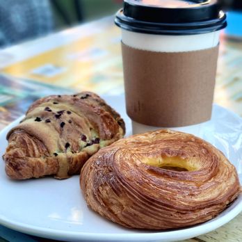 La Tropezienne French Bakery - Medium Hot Chocolate ($5.09), Almond Pistachio Raspberry pastry ($6.19) and a Cheese Danish ($6.19) - Bakeries Near Me - Henderson, Nevada La Tropezienne French Bakery - Medium Hot Chocolate ($5.09), Almond Pistachio Raspberry pastry ($6.19) and a Cheese Danish ($6.19) - Bakeries Near Me - Henderson, Nevada