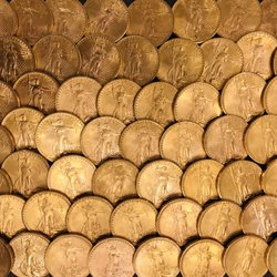 Crown Gold Exchange - St. Gaudens designed Double Eagle $20 gold pieces. These have .9675 Troy ounces in each and are very collectible.