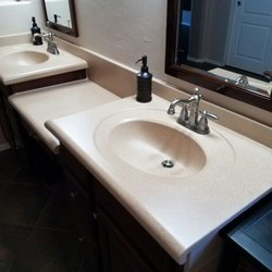 ABC Resurfacing - Resurfaced cultured marble bathroom vanity done by ABC Resurfacing.