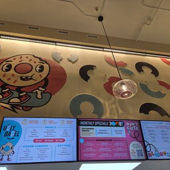 Ugly Bagel - Mural and menu screens (circa November 2024) - Bagels Near Me - Nashville, Tennessee Ugly Bagel - Mural and menu screens (circa November 2024) - Bagels Near Me - Nashville, Tennessee