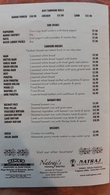 Menu photo 2 Natraj's Tandoori Foothill Ranch, CA Menu photo 2 Natraj's Tandoori Foothill Ranch, CA