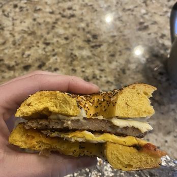 Keystone Bagels - This is a sad looking sausage egg and cheese. Not even warm. - Breakfast & Brunch Near Me - Levittown, Pennsylvania Keystone Bagels - This is a sad looking sausage egg and cheese. Not even warm. - Breakfast & Brunch Near Me - Levittown, Pennsylvania