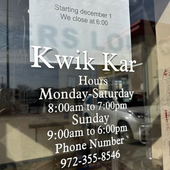 Kwik Kar Wash & Auto - hours - Car Wash Near Me - Grapevine, Texas