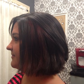 Peekaboo Burgundy Color And Sassy Bob Haircut Yelp