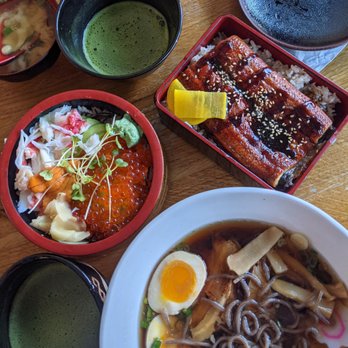 Nippon Cha - Counter clockwise: Matcha, Unaju, Tochucha Ramen, King Crab Uni Ikura Don - Japanese Near Me - Bayside, New York