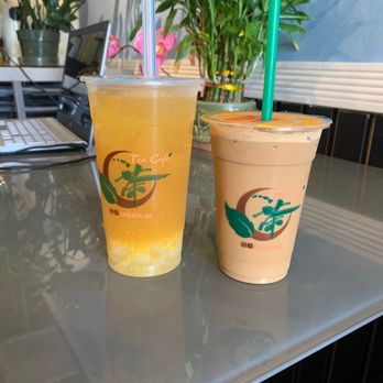 Tea Cafe - Mango green tea with lychee jelly and Thai coffee - Coffee & Tea Near Me - Aiea, Hawaii Tea Cafe - Mango green tea with lychee jelly and Thai coffee - Coffee & Tea Near Me - Aiea, Hawaii