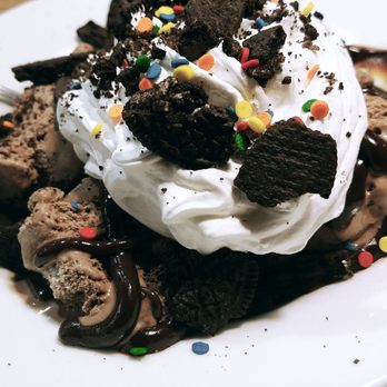 Denny's - a chocolate sundae with whipped cream and sprinkles - Diners Near Me - Oneonta, New York