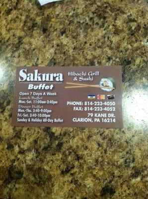 Menu photo 2 Sakura Buffet Clarion, PA Menu photo 2 Sakura Buffet Clarion, PA