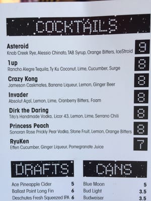Menu photo 7 Cobra Arcade Bar Phoenix, AZ