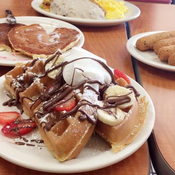 Loaded Cafe - Strawberry Nutella waffles and mozzarella sticks were good - Breakfast & Brunch Near Me - Gardena, California