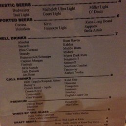 Drink menu