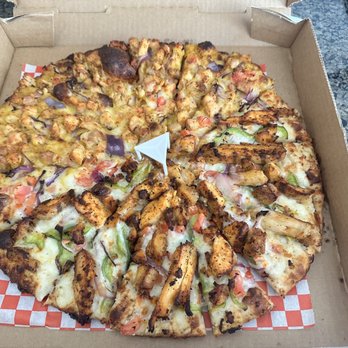 Curry Pizza House Dublin - Half 'n' Half Pizza - Large - Tandoori Chicken and Butter Chicken toppings on the two halves - Pizza Near Me - Dublin, California Curry Pizza House Dublin - Half 'n' Half Pizza - Large - Tandoori Chicken and Butter Chicken toppings on the two halves - Pizza Near Me - Dublin, California