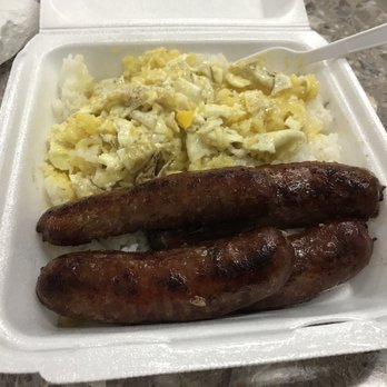 KJ's Local Grindz - Breakfast at 7:30pm? Yes please! Bratwurst and 3eggs for $6.50! Soooo good! - Chicken Shop Near Me - Kaneohe, Hawaii KJ's Local Grindz - Breakfast at 7:30pm? Yes please! Bratwurst and 3eggs for $6.50! Soooo good! - Chicken Shop Near Me - Kaneohe, Hawaii