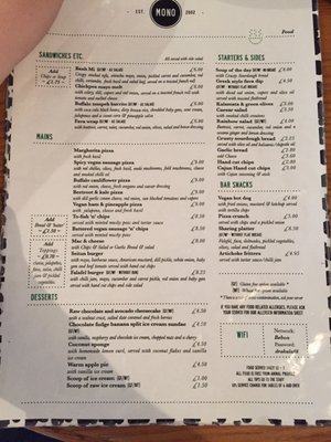 Menu photo 2 Mono Glasgow, GLG Menu photo 2 Mono Glasgow, GLG