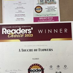 A Touche of Flowers - Readers choice winner 9 years in a row