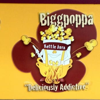 Biggpoppa Popcorn - BiggPoppa KettleKorn logo on side of kiosk - Popcorn Shops Near Me Biggpoppa Popcorn - BiggPoppa KettleKorn logo on side of kiosk - Popcorn Shops Near Me