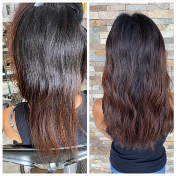 Studio One Salon - Before and after micro link extensions for length and fullness by Danielle aka Dani - Blow Dry/Out Services Near Me - Thousand Oaks, California Studio One Salon - Before and after micro link extensions for length and fullness by Danielle aka Dani - Blow Dry/Out Services Near Me - Thousand Oaks, California