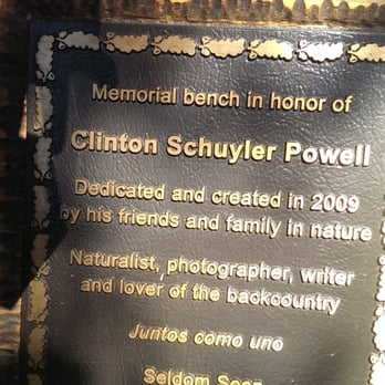 Volcan Mountain Preserve - The Clinton Powell memorial bench at the near end of the main trail - Hiking Near Me - Julian, California Volcan Mountain Preserve - The Clinton Powell memorial bench at the near end of the main trail - Hiking Near Me - Julian, California