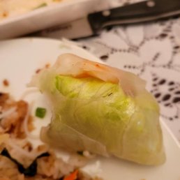 Salad roll feel apart. Not many shrimp Salad roll feel apart. Not many shrimp